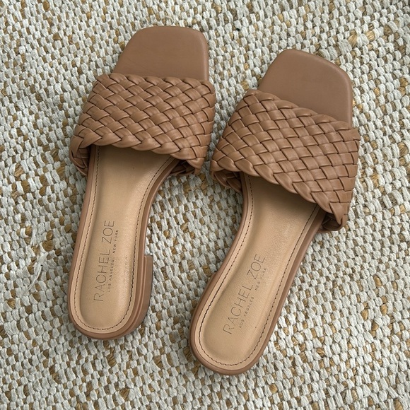 Rachel Zoe Nerida woven slide on sandals nude/tan size 8.5 - Picture 1 of 6